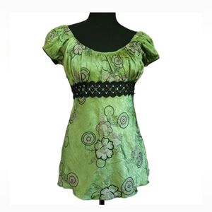 Green Floral Babydoll Fairy Women's Top